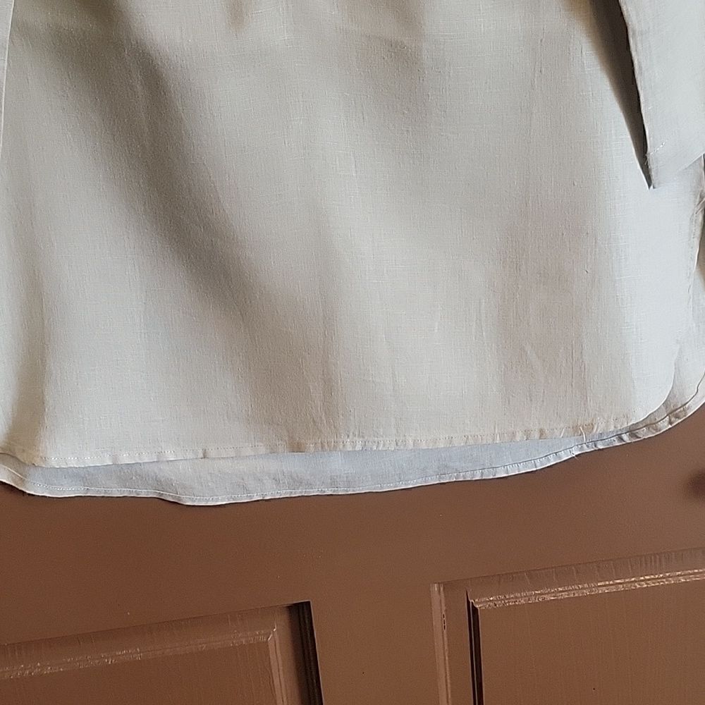 Jones New York-Linen Khaki colored top,Scoop Neck, 3/4 sleeves M - Picture 4 of 8